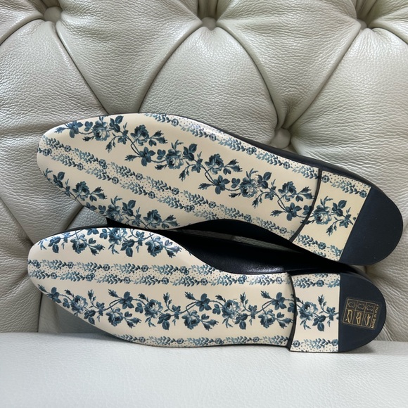 New in Box Gucci Black Leather Shoes Flats Ballerina 38 Python Bows - Picture 5 of 7